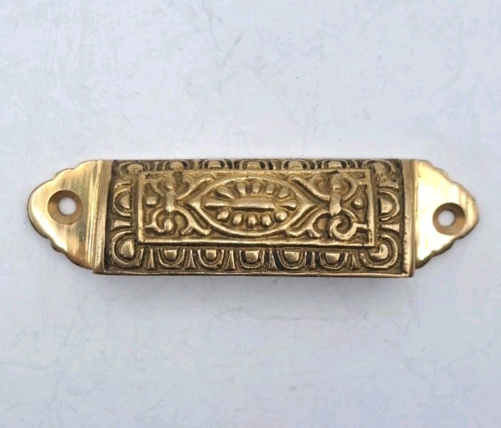 Antique Reproduction Bin Pull Drawer Pull Handle Cast Brass Hardware