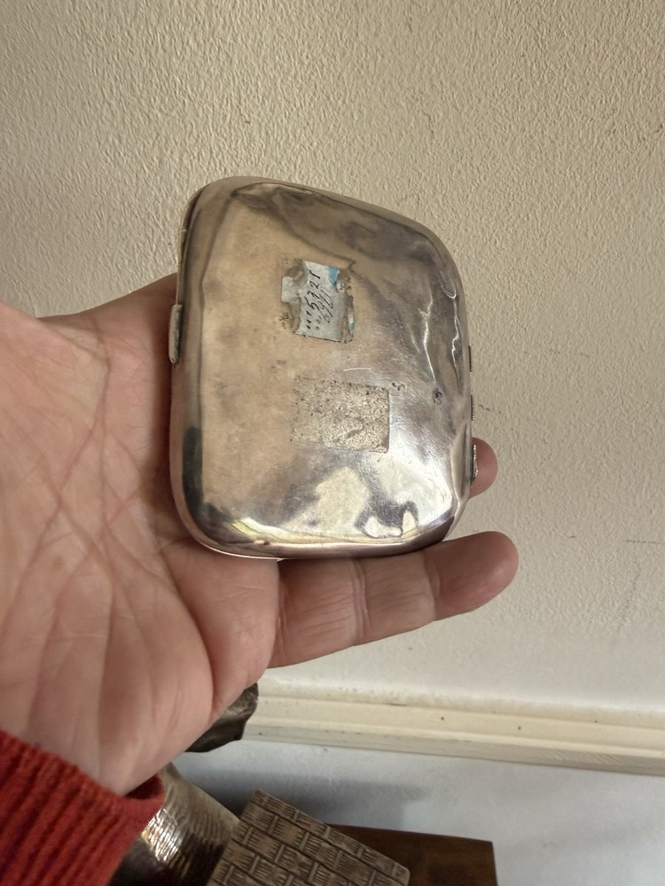 Antique Enamel Sterling Solid Silver Erotic Victorian Lady Cigarette Case Box