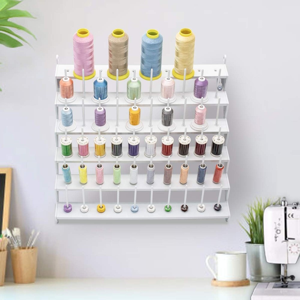 Sew Tech Thread Rack for 60 Spools or 30 Cones, Wall Mounted Large Thread Holder