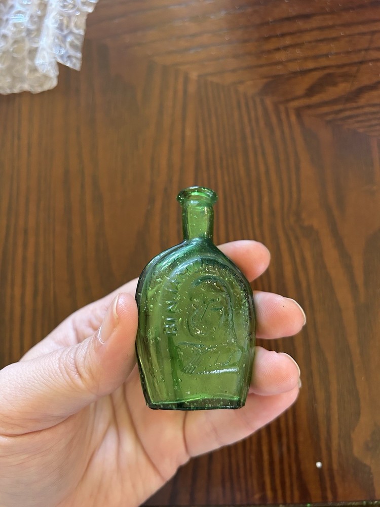 3" Antique Bottle Benjamin Franklin Green
