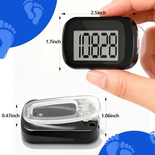 4 Pack Pedometer for Walking, Simple Step Counter 3D Pedometer with Removable