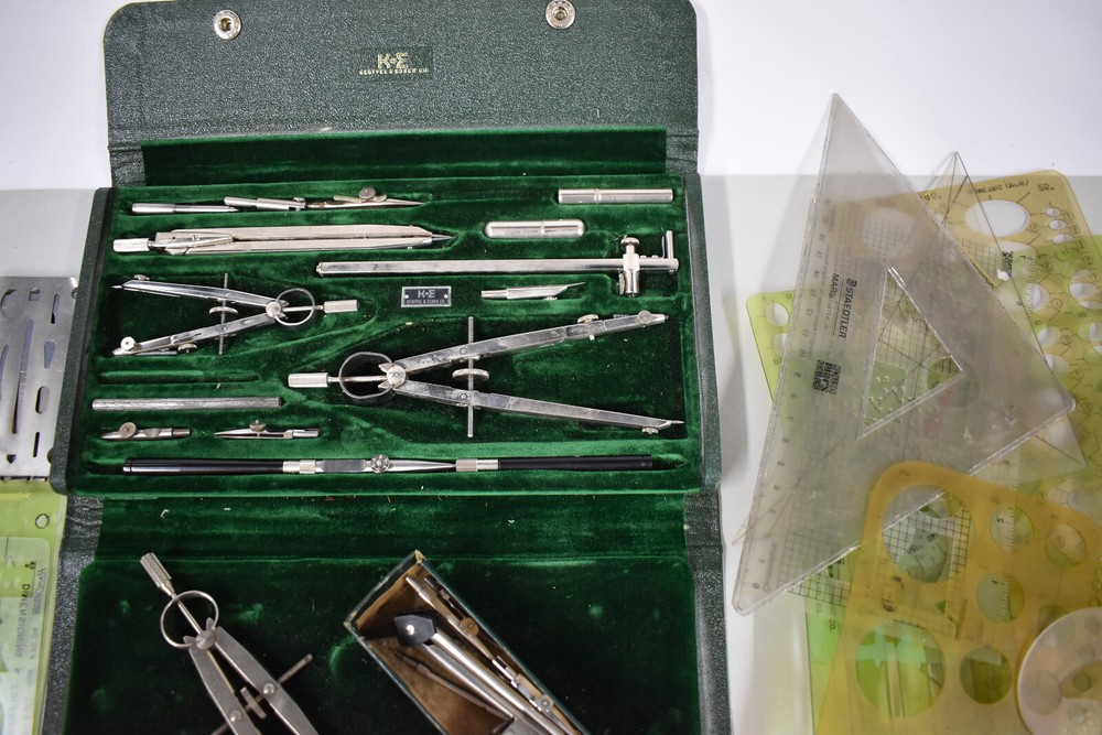 large lot Vintage Keuffel & Esser & POST DRAFTING TOOLS