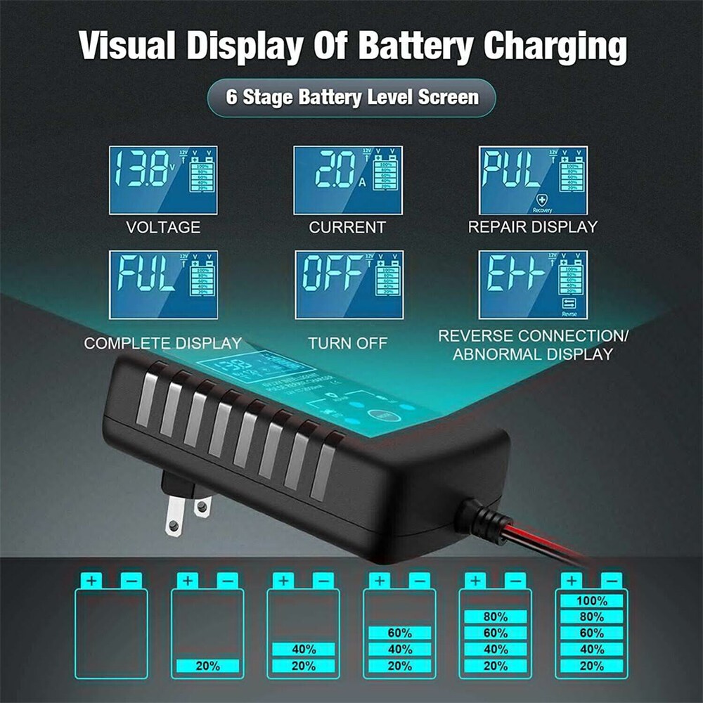 12V/6V Automatic Battery Charger Maintainer Motorcycle Car ATV Trickle Float