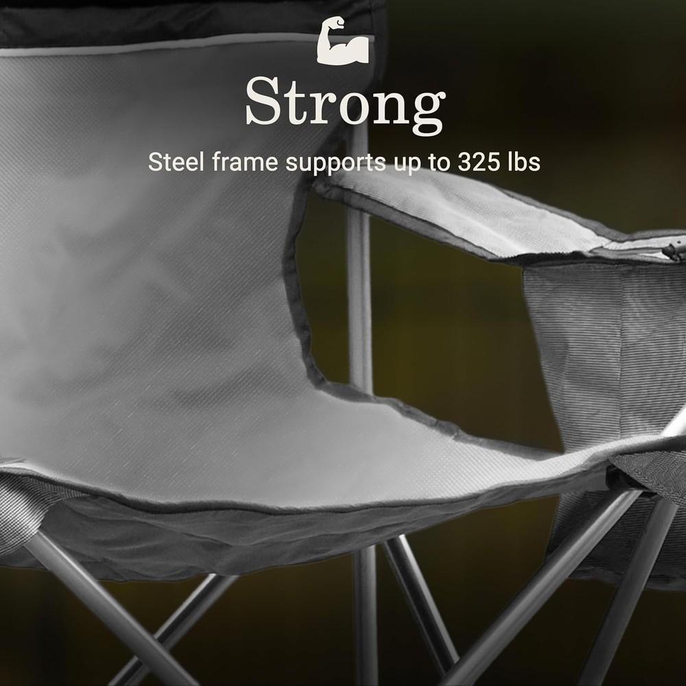 Portable Camping Chair with Cooler Grey