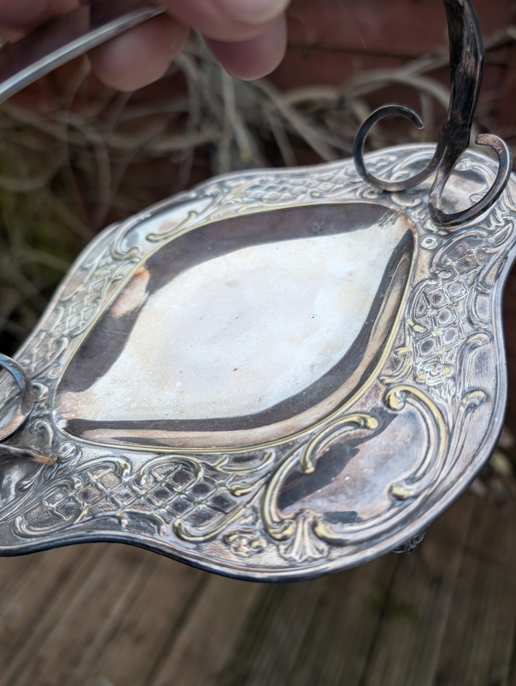Beautiful Designed Silver Plate Antique Footed Bon Bon Dish