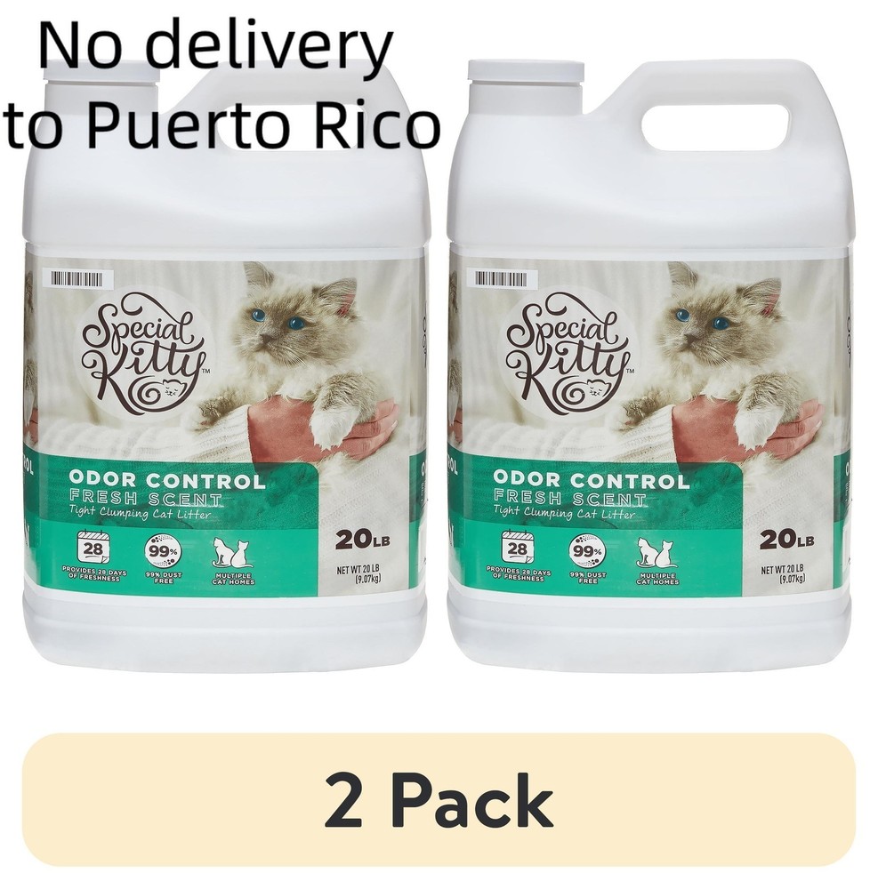 (2 pack) Special Kitty Scoopable Tight Clumping Cat Litter, Fresh Scent, 20 lb
