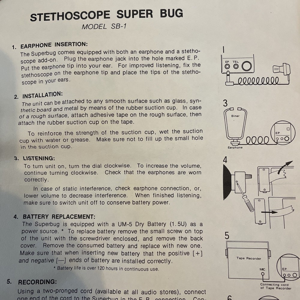 Vintage "RUBY" Stethoscope Super Bug With Box Model SB-1