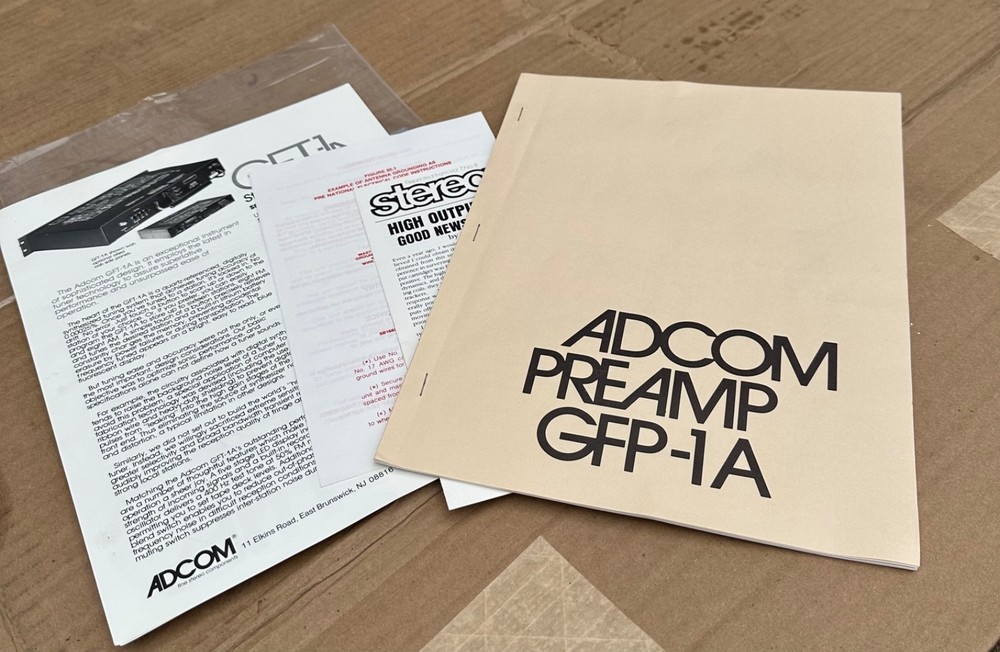 Adcom Preamplifier Model GFP-1A . . . . . Owners Manual
