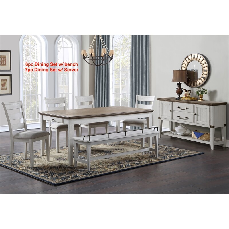 Pendleton Ivory Finished Wood Dining Bench