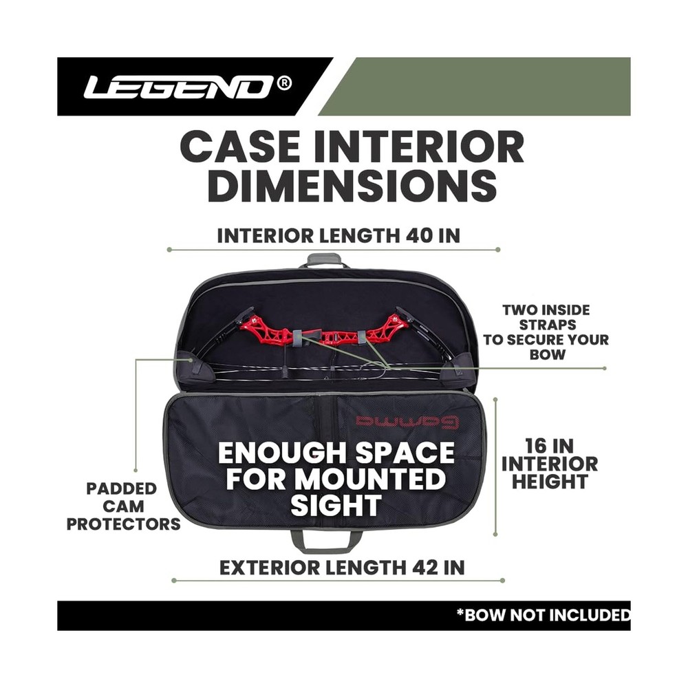 LEGEND Gamma Compound Bow Case - Premium Archery Protection Backpack with Sho...