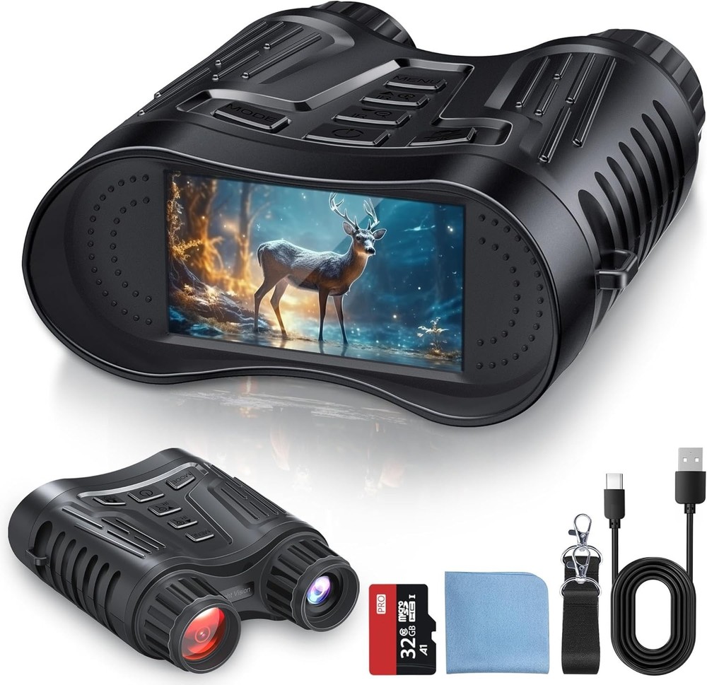 Waterproof Night Vision Goggles - 3.2'' Screen, 8X Zoom