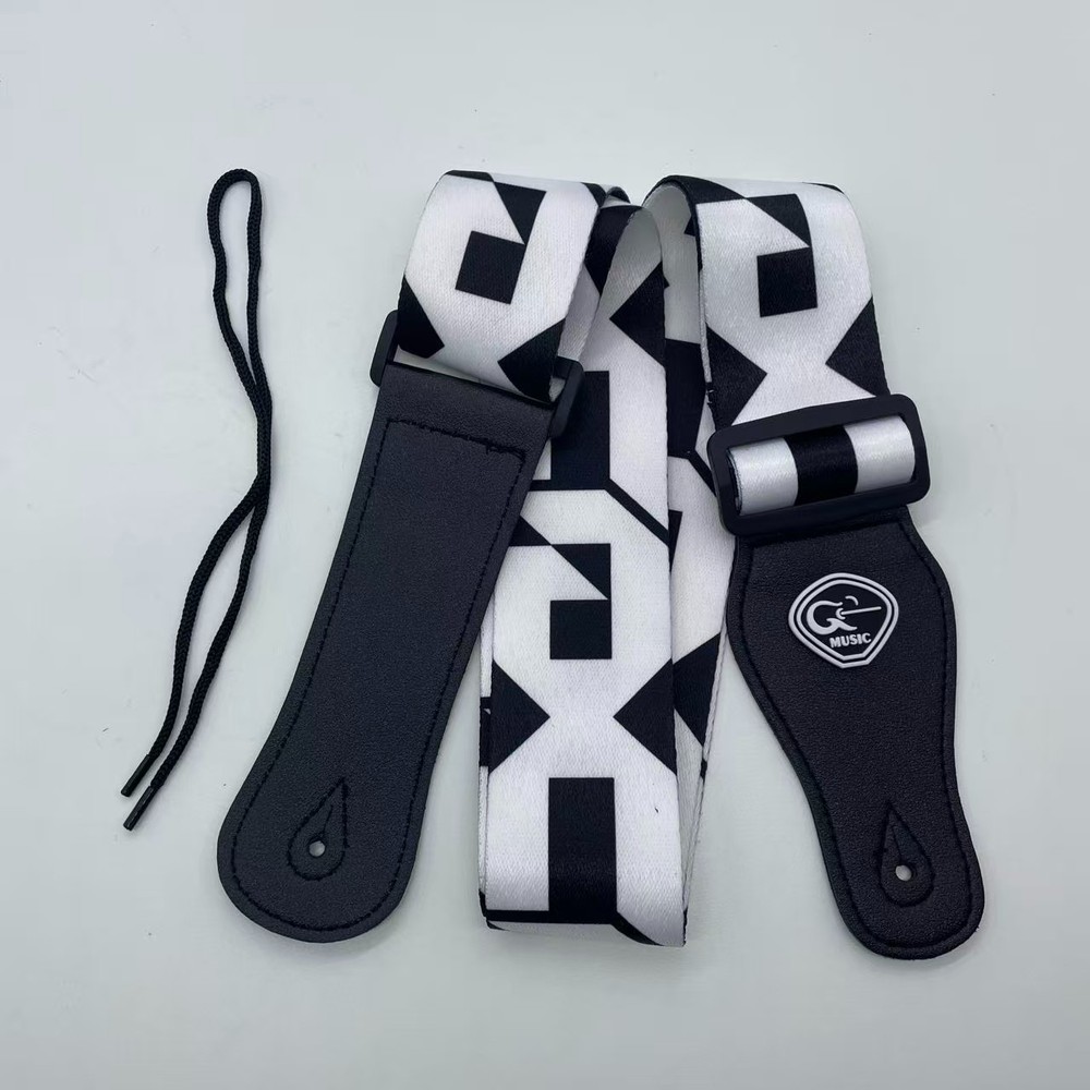 White & Black Letter Pattern - Guitar Strap High quality