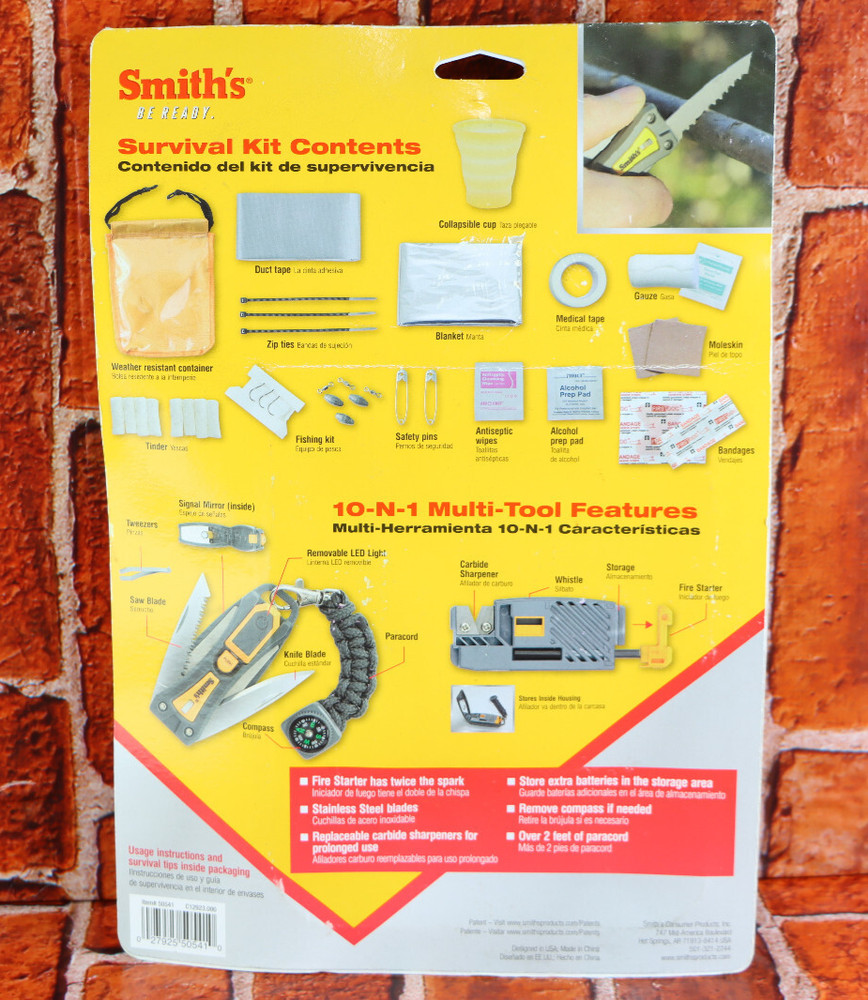 Smith's 50541 Ultimate Survival Multi-Tool First Aid Fire Starter Knife Kit