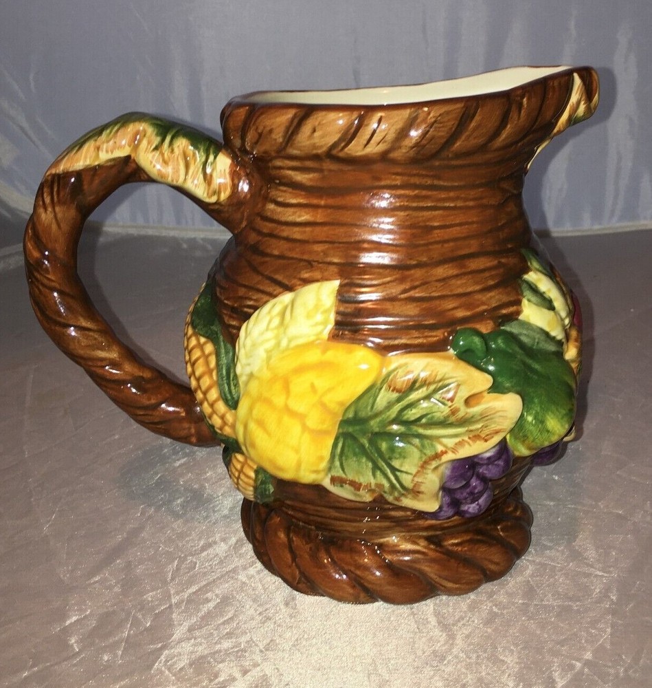 Bico Fall Harvest Ceramic 1 qt Pitcher Fruit Vegetable Produce