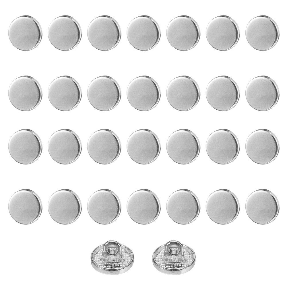 30pcs Metal Round Flat Sewing Buttons 10mm Alloy Button, Silver Tone