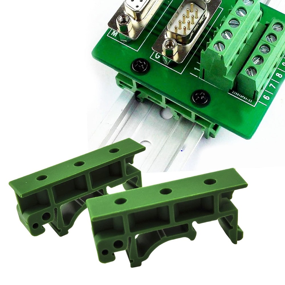 10 Sets 35mm PCB DIN C45 Rail Adapter Circuit Board Mounting Bracket Green