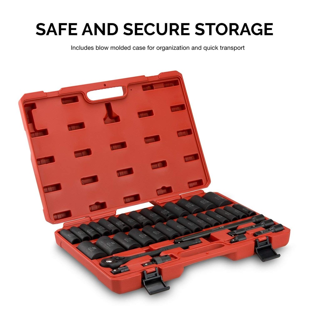 NEIKO 02446A 1/2 Impact Socket Set, 35 Piece, Deep Socket Kit Assortment,