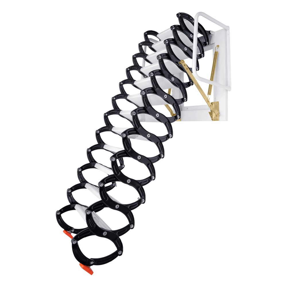 12 Steps Wall-Mounted Folding Attic Ladder - Space-Saving Design, Easy Use