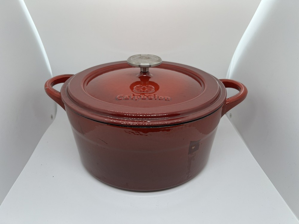 Calphalon 5 Quart Red Cast Iron Enameled Pot Dutch Oven