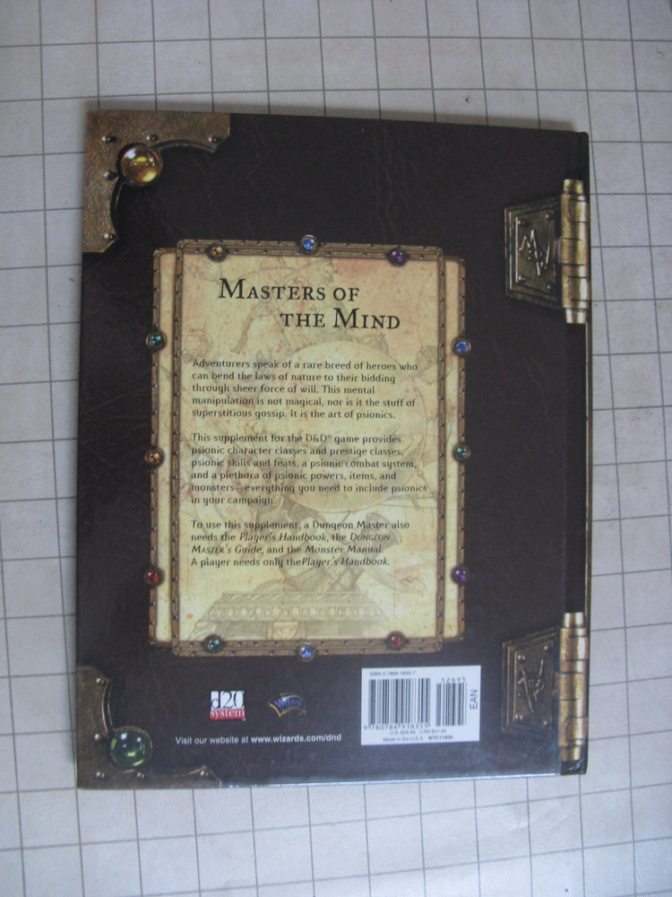 PSIONICS HANDBOOK 3E d20D&D AD&D Dungeons & Dragons WotC