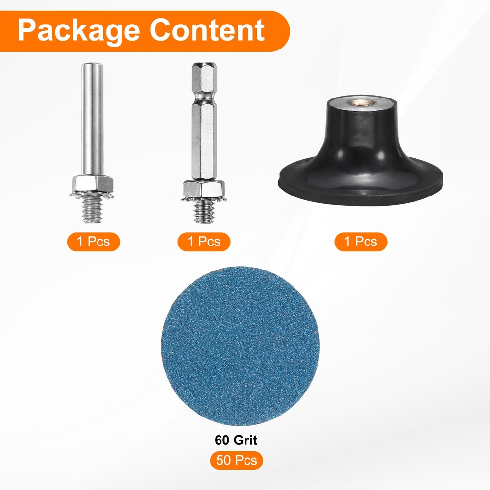 53pcs Quick Change Discs Set 2" Roll Lock Sanding Discs P60 with Disc Holder