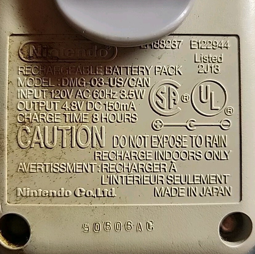 Nintendo Game Boy Rechargeable Battery Pack - Untested - Vintage