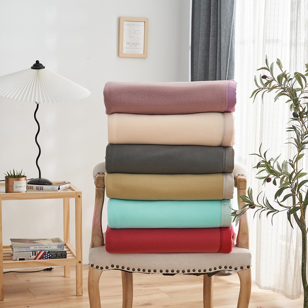 Fleece Blanket Throw Twin Queen King Satin Binding Edges Lightweight Blankets