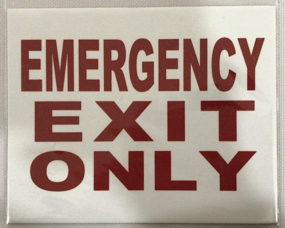 2 pcs-EMERGENCY EXIT ONLY SIGN (WHITE 4 X 5, with two sided tape)-REF24-1027
