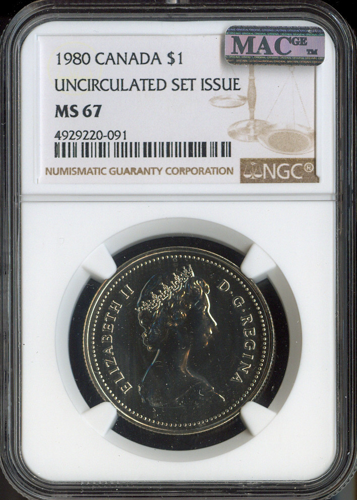 1980 Canada Dollar $1 NGC MS67 UNC SET - Quality