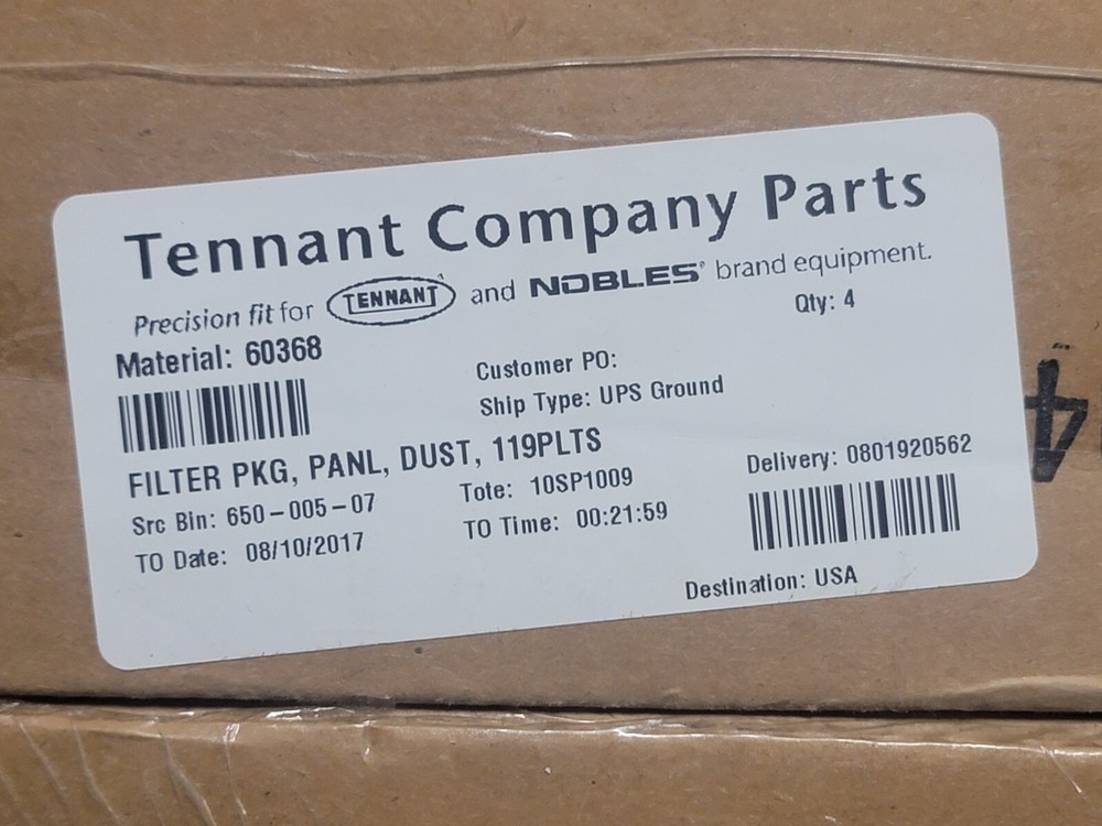Tennant Nobles 60368 Filter Panel