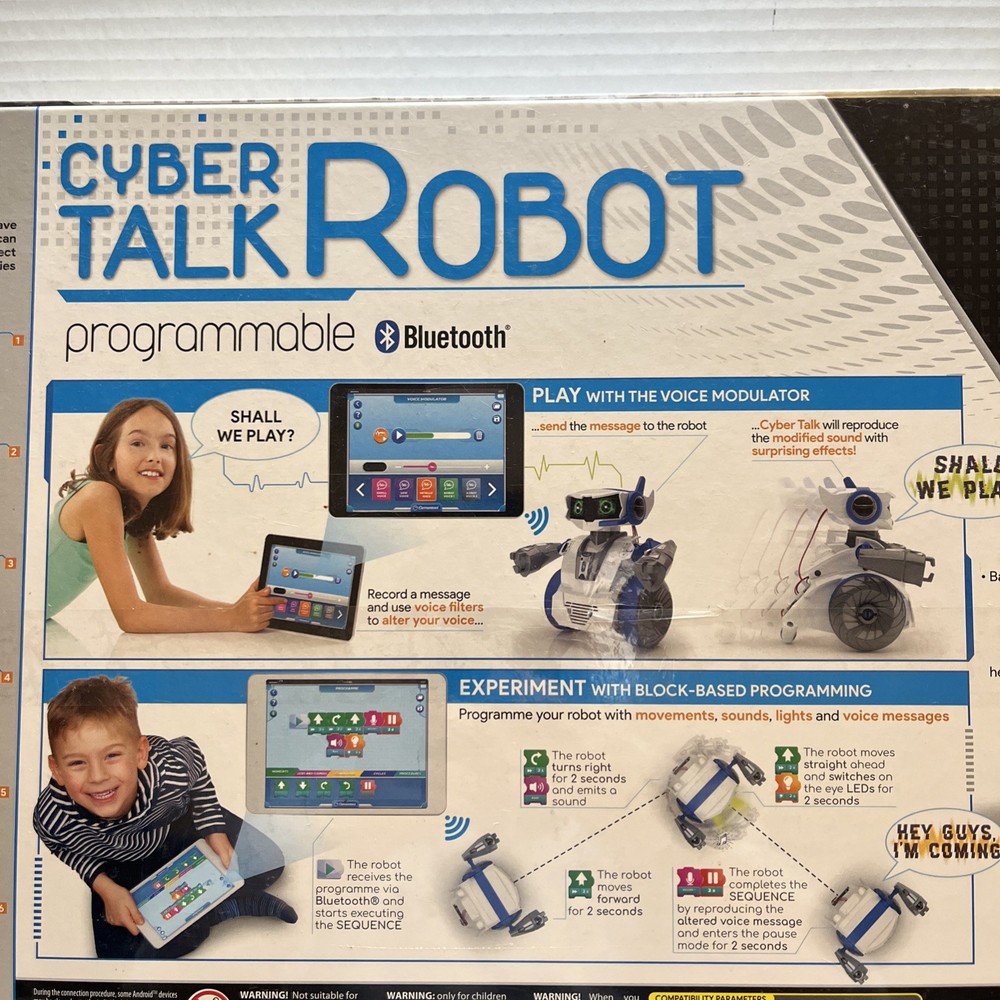 Cyber Talk Robot Programmable Talking Interactive Play Walkie Talkie Bluetooth