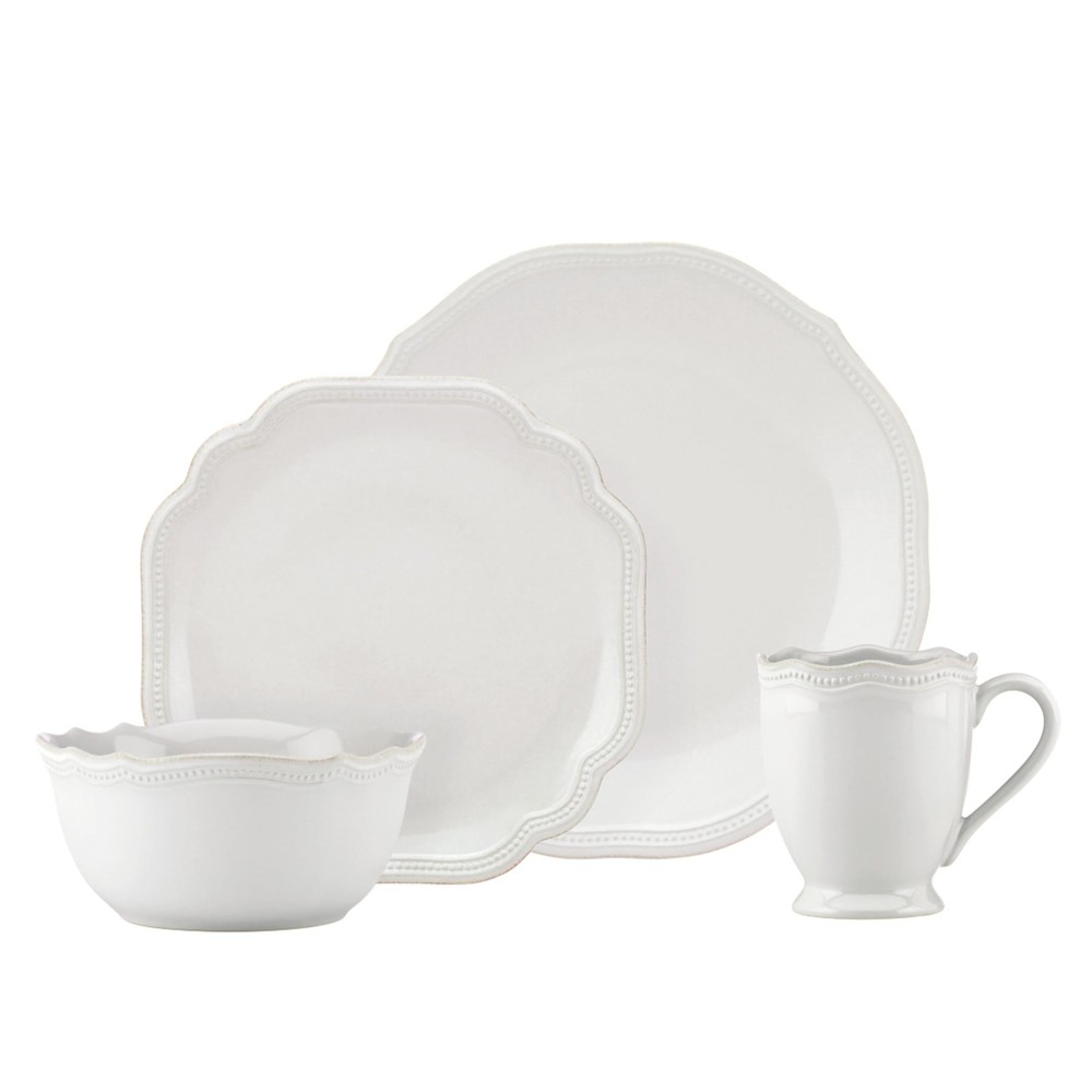 White French Perle Bead 4Pc Place Setting, 6.45 LB
