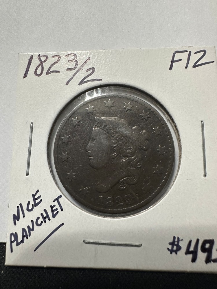 1823/2 large cent Fine