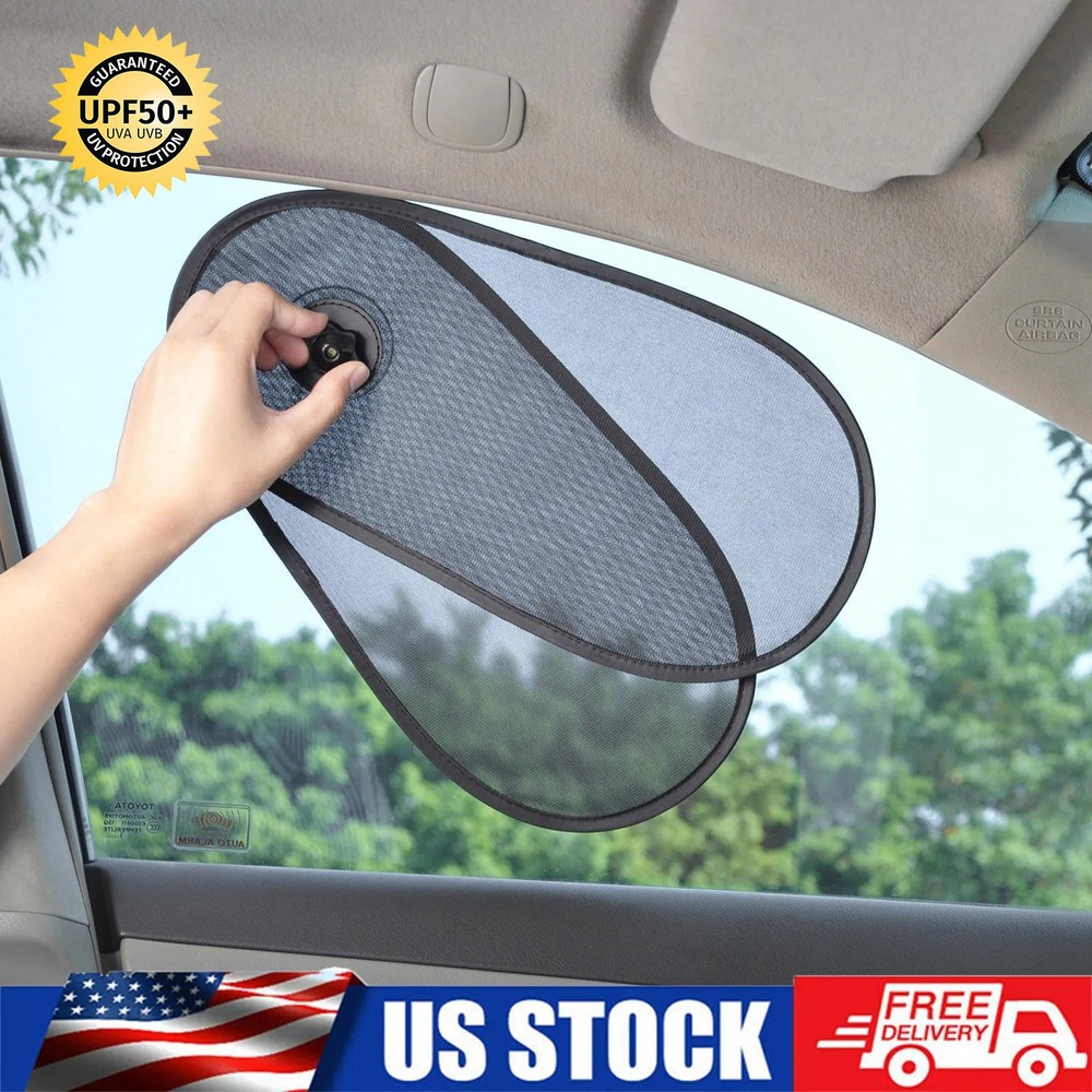 2pcs Adjustable Car Side Window Sun Shade Rotatable Baby Windshield Sun Visor US