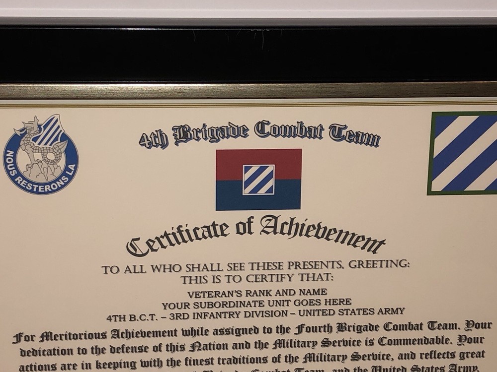 4TH B.C.T. / 3RD INFANTRY DIVISION (COMMEMORATIVE CERTIFICATE)