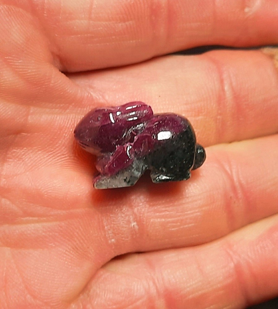 🐇 40.32ct Natural Solid Ruby-Zoisite Rabbit Gem Carving/Figurine 🐇