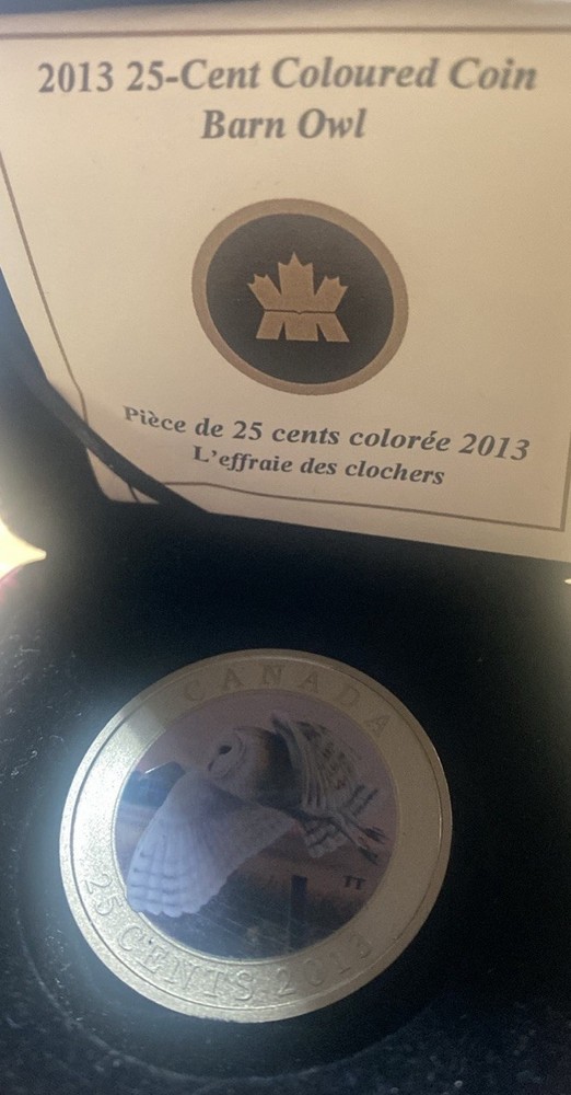 CANADA 25 CENTS COLOURED BARN OWL (2013)