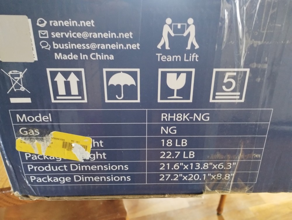 Ranein Tankless Natural Gas Water Heater, 80,000 BTU, 3.6 GPM