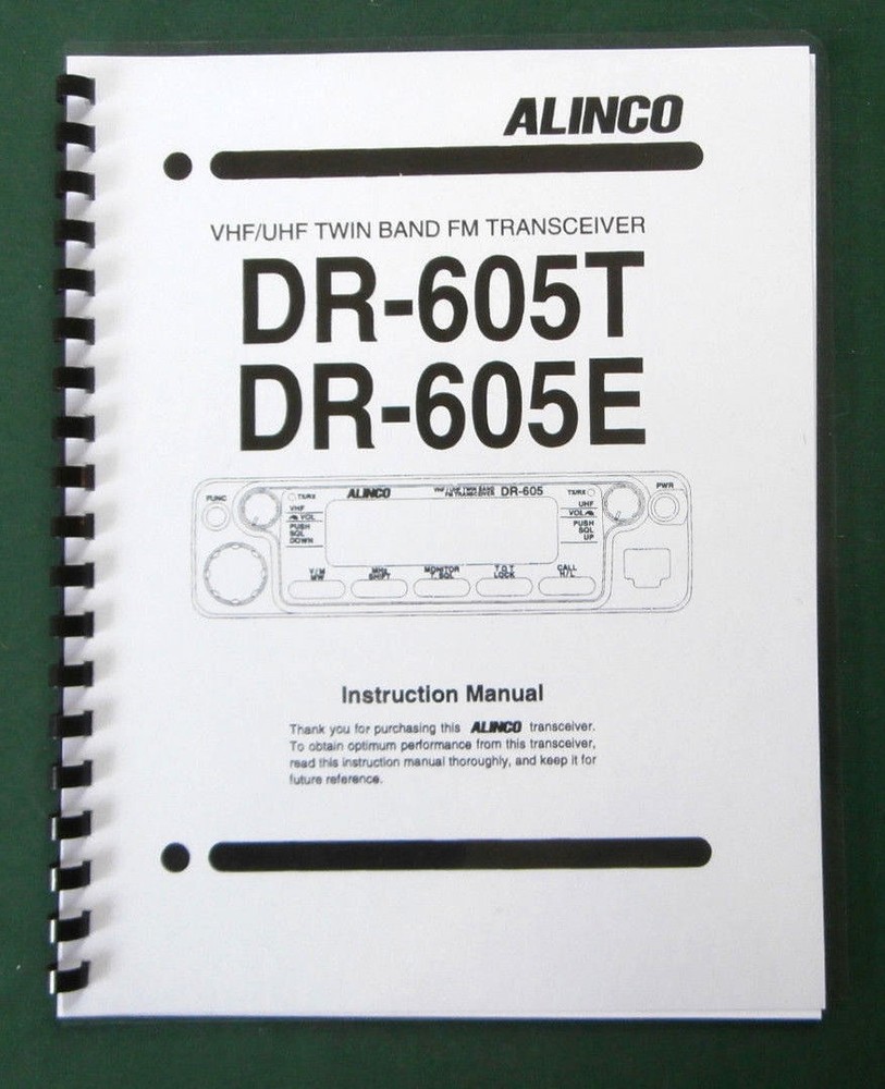 Alinco DR-605T/E Instruction Manual: Comb bound & Protective Plastic covers