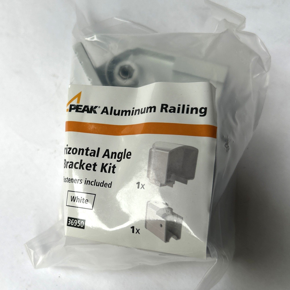 Peak 36950 White Aluminum Deck Railing Horizontal Angle Bracket Kit