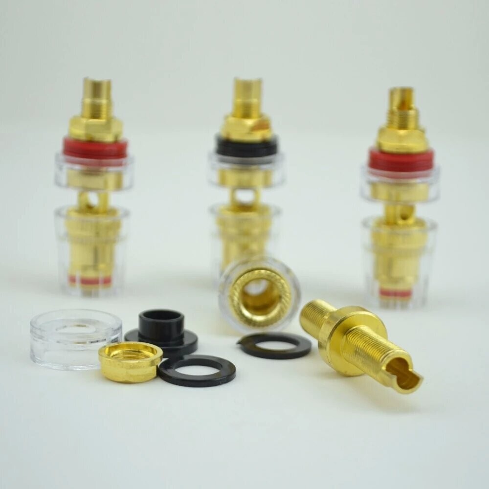 4pcs Gold Plated Short Thread Terminal Speaker Jack HIFI Speaker Binding Post