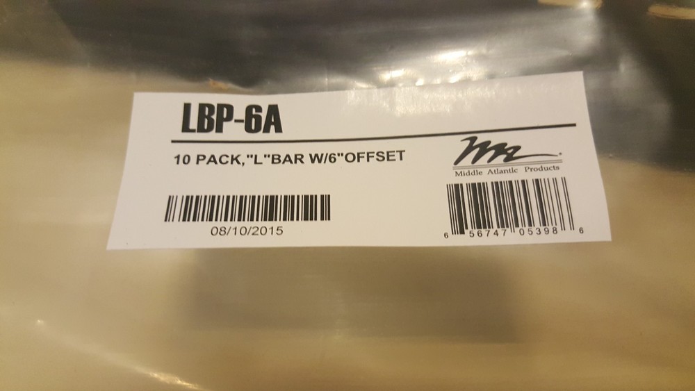 Middle Atlantic LBP-6A Lace Bar, 6" Offset, L-Shaped, 10 pc