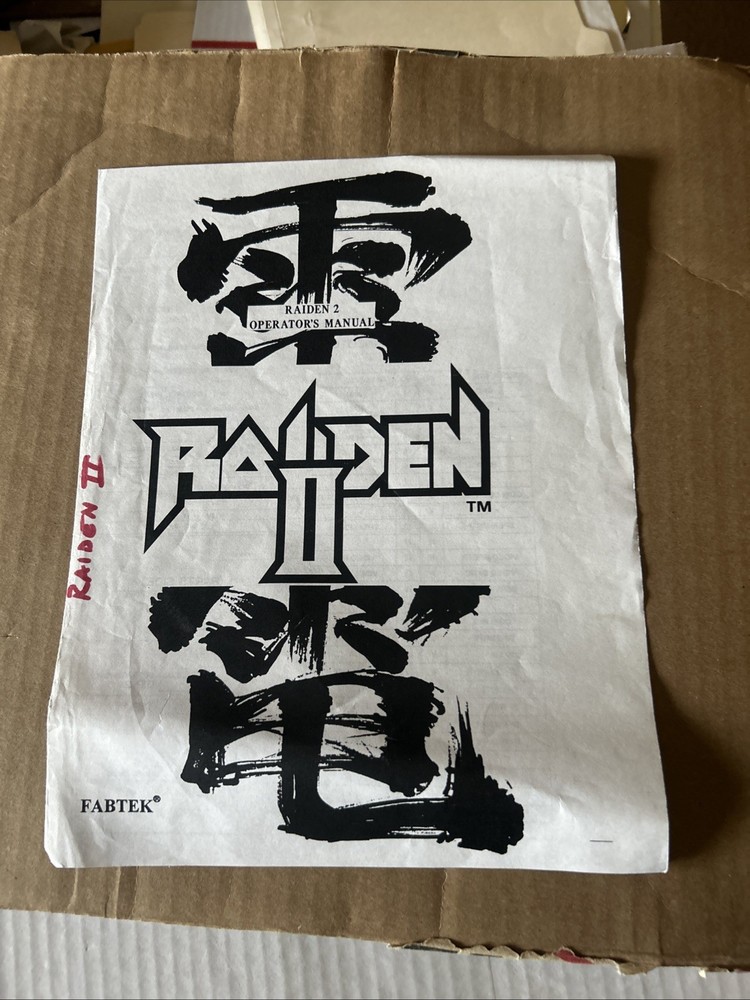 Raiden 2 Fabtek Arcade Game Manual