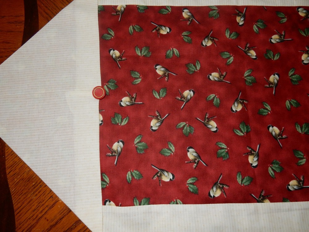Table Runner Topper Centerpiece 42"x14" Black Capped Chickadee Handmade