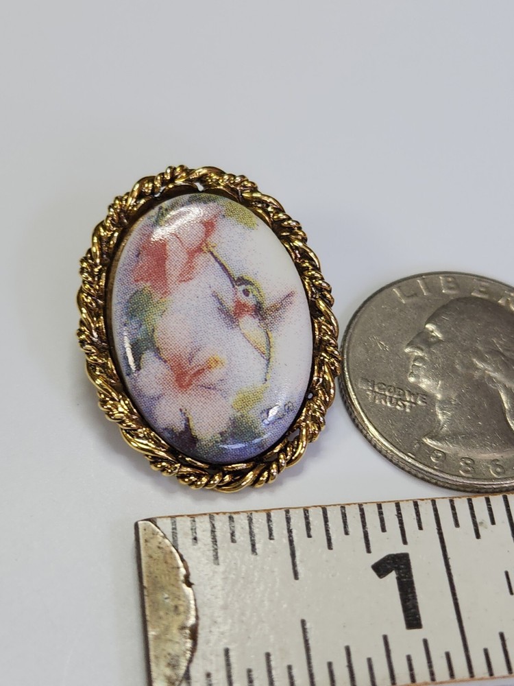 Hummingbird On Ceramic Lapel Pin Also A Pendant