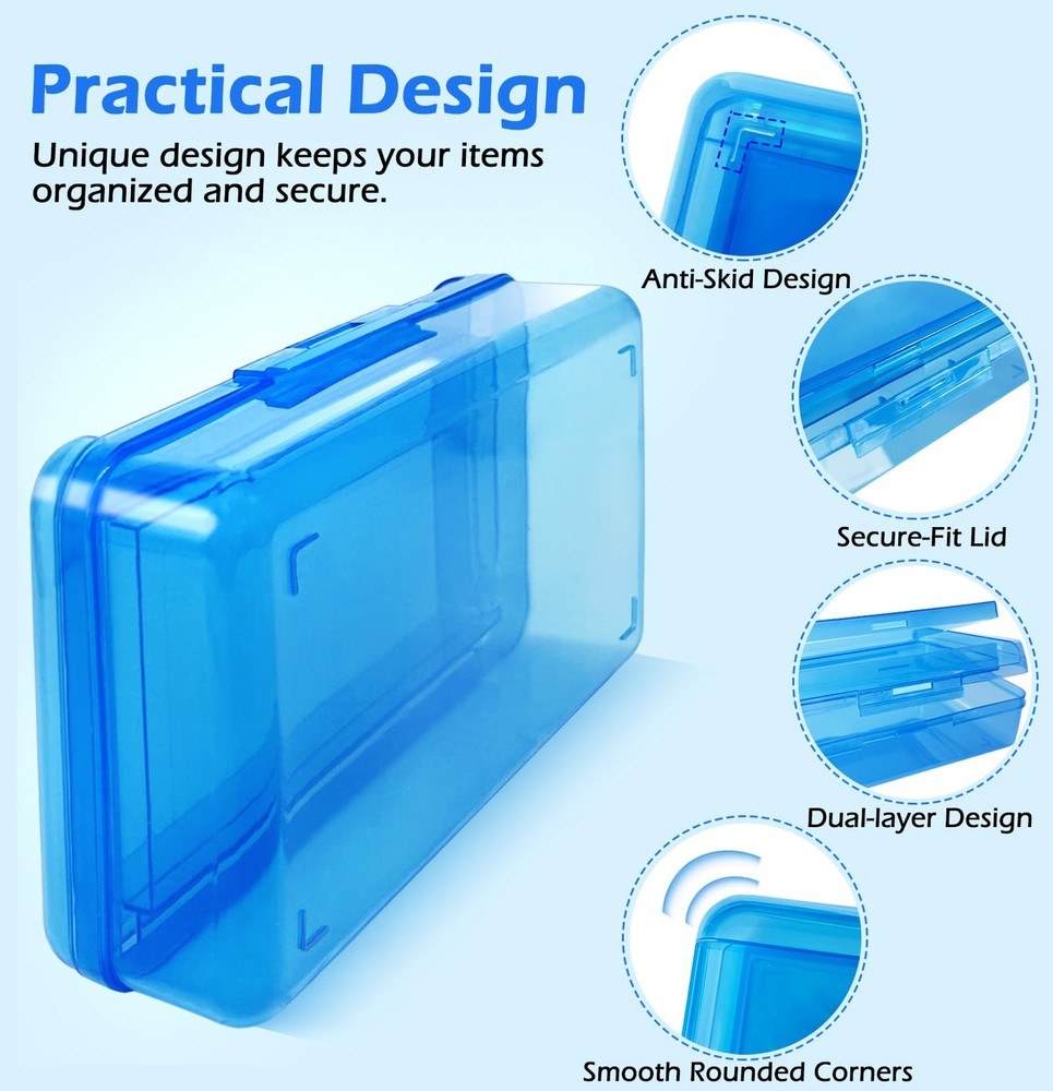 YILANCOL 1 Pack Double Layer Hard Pencil Cases, Plastic Translucent Pencil Bo...