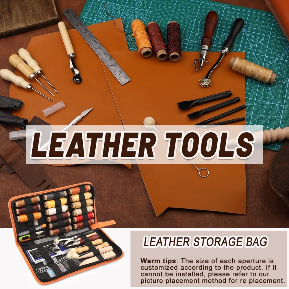 BUTUZE Leather Working Tools, Practical Craft Kit with Waxed 66 Pcs