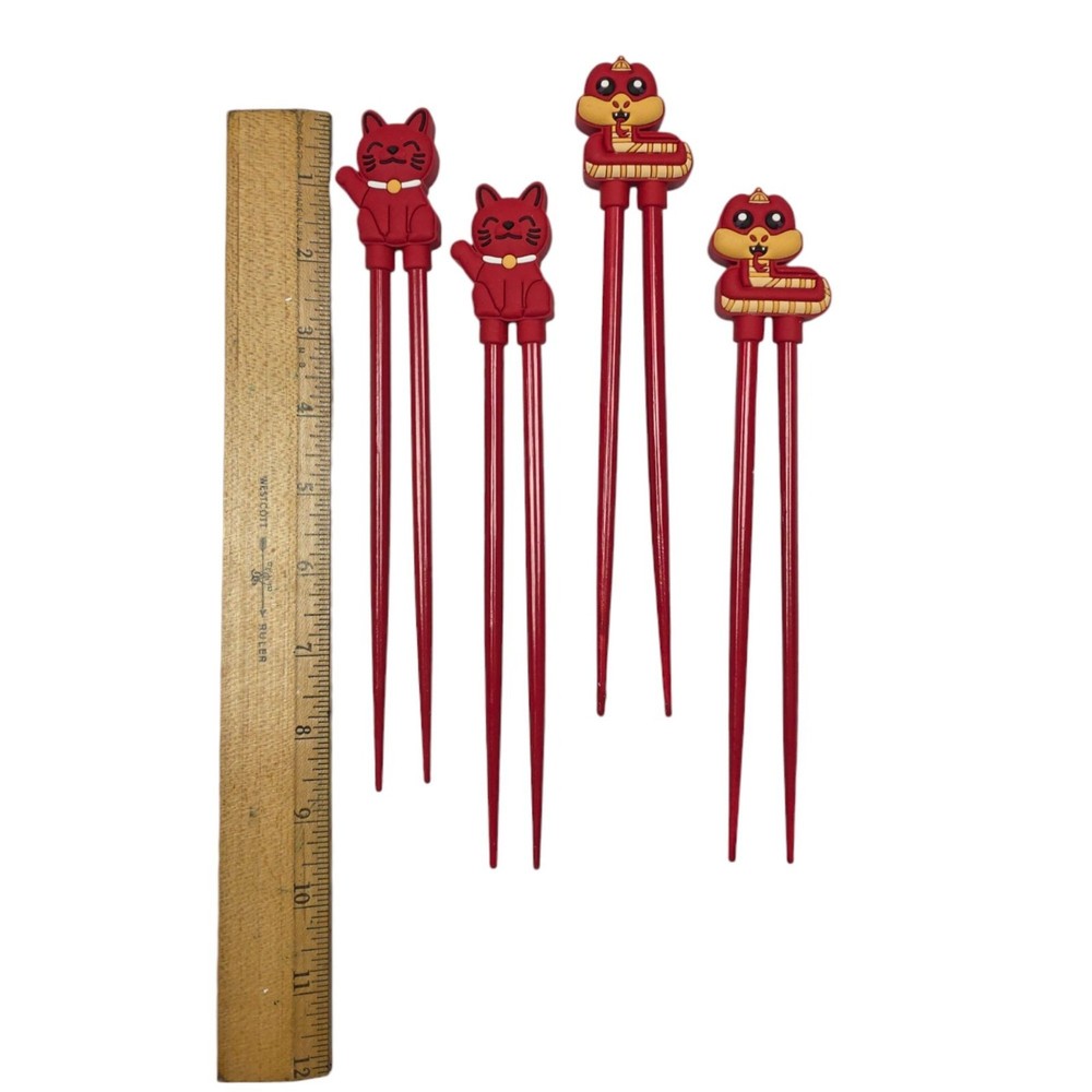 Lucky Cat & Snake Design Reusable Training Chopsticks