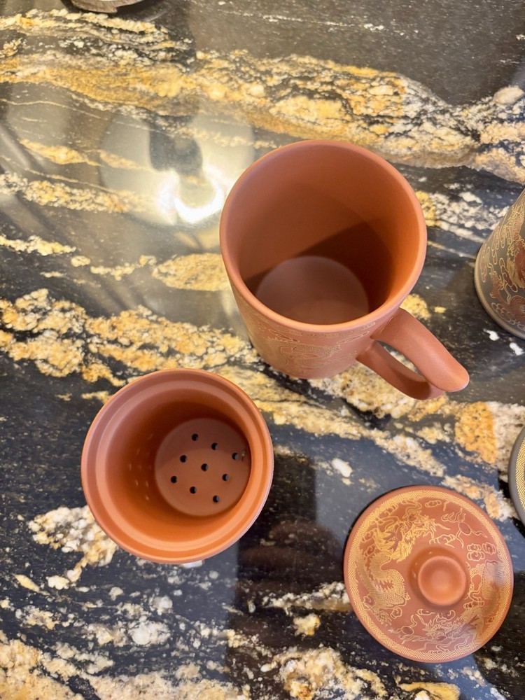Two Japanese Tea Cups with Infusers and Lids, 18 OZ. Gradient Ceramic