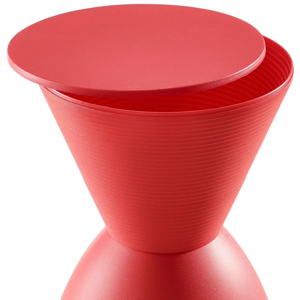 Contemporary Modern Hourglass PP Plastic Red Accent Side Table Storage Stool